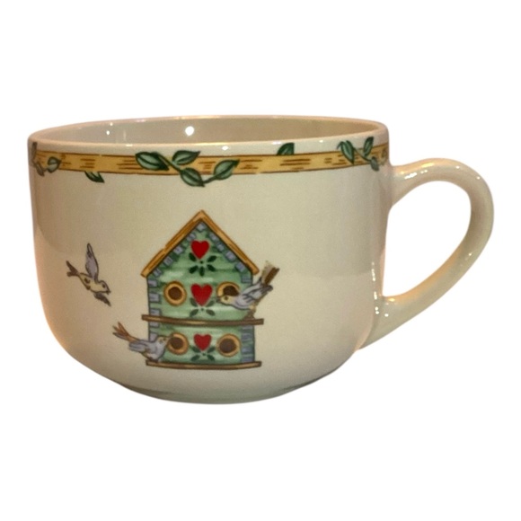 Thompson Other - Thomson Pottery Birdhouse Jumbo Soup Mug 24 oz Hearts Vine Border